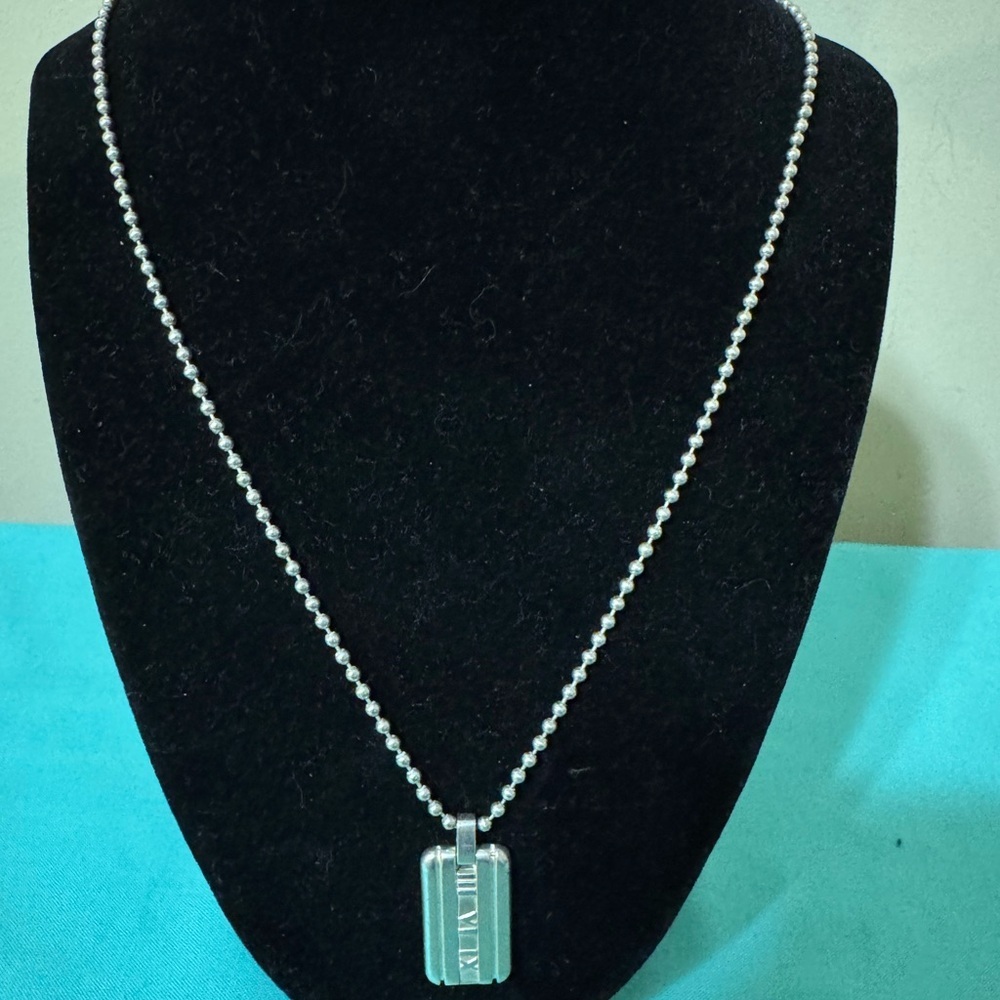 Tiffany & Co. .925 Sterling Silver Atlas Roman Numeral Pendant/Necklace